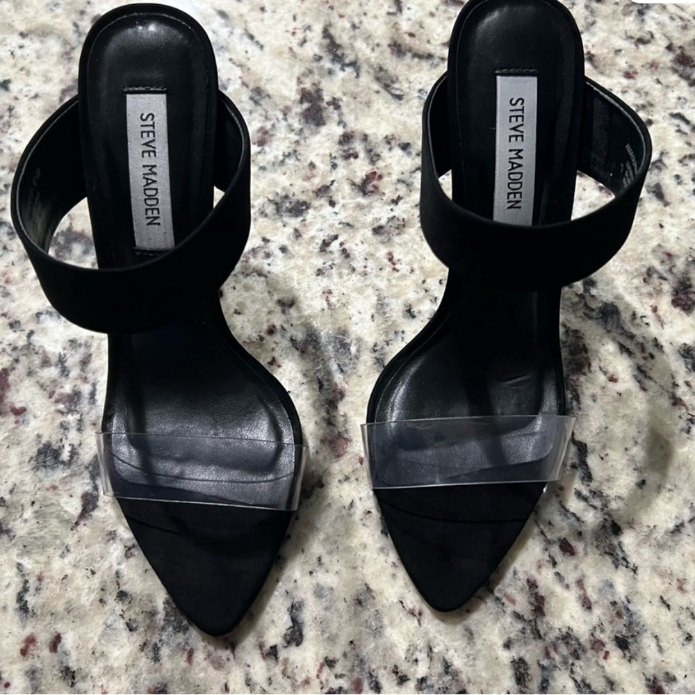 Steve Madden Black and Clear Women's Heels